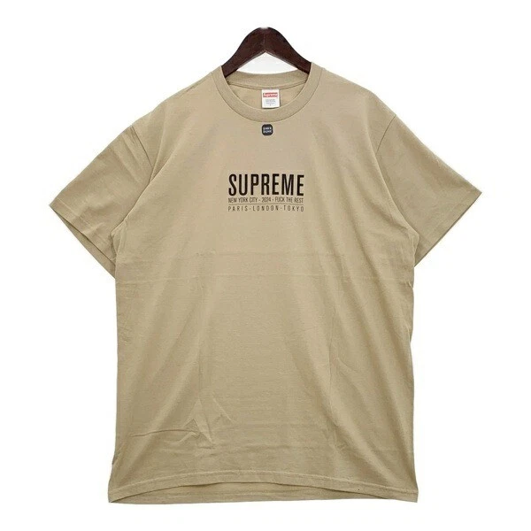 Tee shirt Supreme 24SS Paris imprimé logo coton manches courtes occasion S/M/L beige