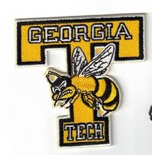 Georgia Tech Hornets Logo Embroidered 3x3in Iron / Sew-On Patch