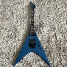 King V Electric Guitar Metallic Blue Floyd Rose Bridge Bat Inlay Fretboaed NEW