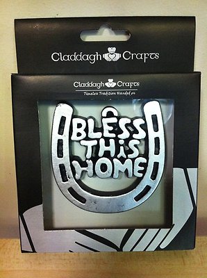 Silver Claddagh Bless This Home Decoration 3'' (CC08-S)