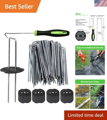 Multi-Function 200 Pack Lawn Landscape Staples & Plastic Gaskets - 6 Inches