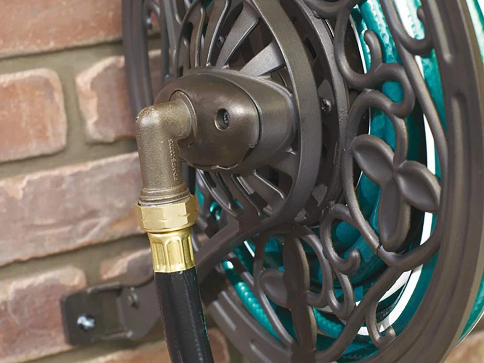 Carrete de manguera decorativo de montaje en pared marrón AMES 2398110 NeverLeak Foto 4 de 4