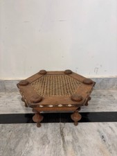 Tavolino basso in legno stile antico Bajot | Chowki intagliato a mano arredo casa