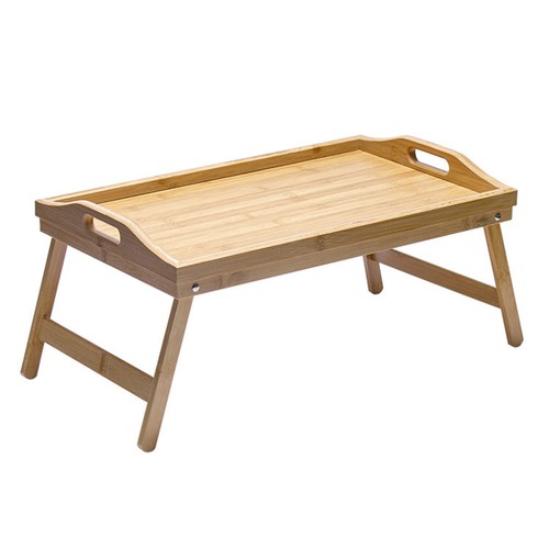 Bandeja de bambú ecológica cama portátil con patas plegables almacenamiento multifuncional - Imagen 8 de 9
