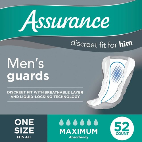 312 Count (6x 52) Assurance Guards Men's Incontinence Discreet Fit Max Size OSFA - Picture 14 of 24