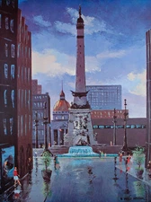 Vintage MINT Indianapolis INDIANA Soldiers and Sailors Monument ART PRINT Poster