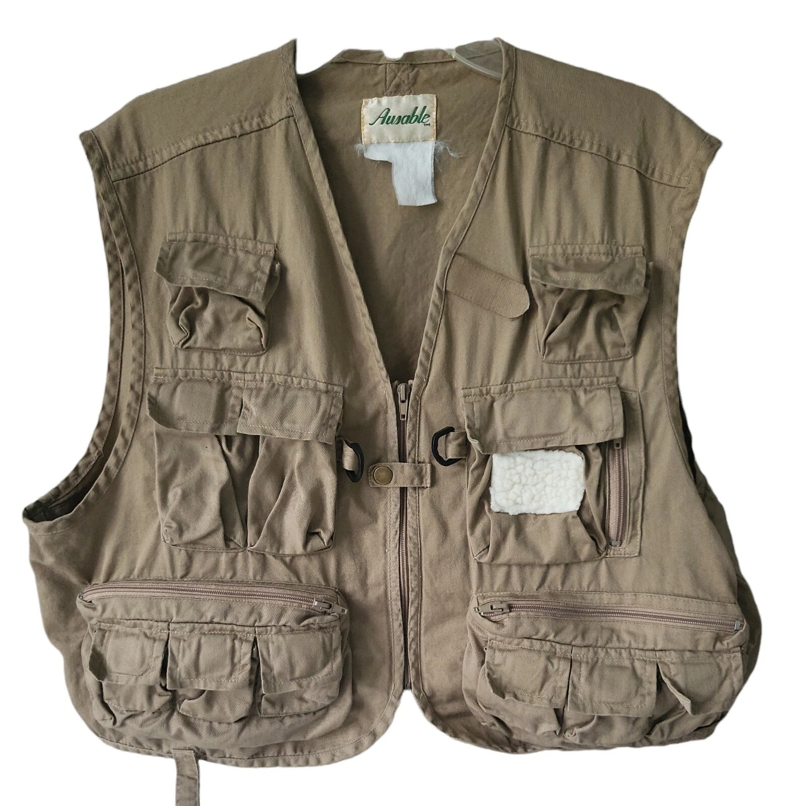 Vintage Ausable Fly Fishing Vest RN15101 Khaki Multi Pocket XL Outdoor Utility