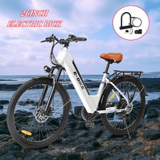 750W Ebike 26" Electric Bike Bicycle 25Mph 36V CommuterTire Mountain Bikes White