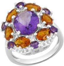 Engagement Ring Multicolor Simulated Gemstone For Women's 14k Gold Plated Silver