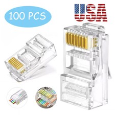 100PCS Cat6 RJ45 Pass Through Ends Connector Modular Plug Newwork Ethernet Cable