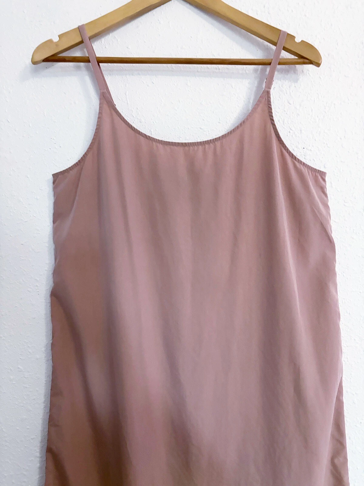 PALM ANGELS EILEEN FISHER Vestito Misto Tencel Slip Cami Midi Spaghetti Strap Toffee Cream S