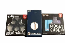 Lot of 3 BunMo Magnetic Fidget Rings Spins, Fidget Cube toys -- Kids Sensory