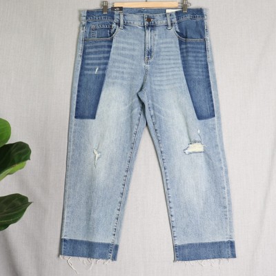 Treasure & Bond Jeans Womens 31 High Waist Relaxed Crop Distressed Two Tone