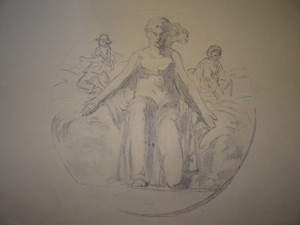 Détails Sur Grand Dessin Crayon Xix Original Portrait Allégorie Mythologie Femme République