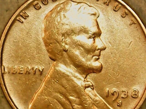 1938 S American Cent Circulated Brown Lincoln Wheat Penny San Francisco Mint