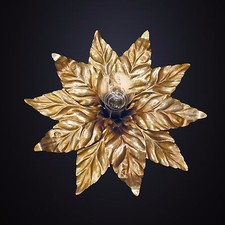 Plafoniera lampada artistica foglie grandi ferro battuto vintage oro ingresso 