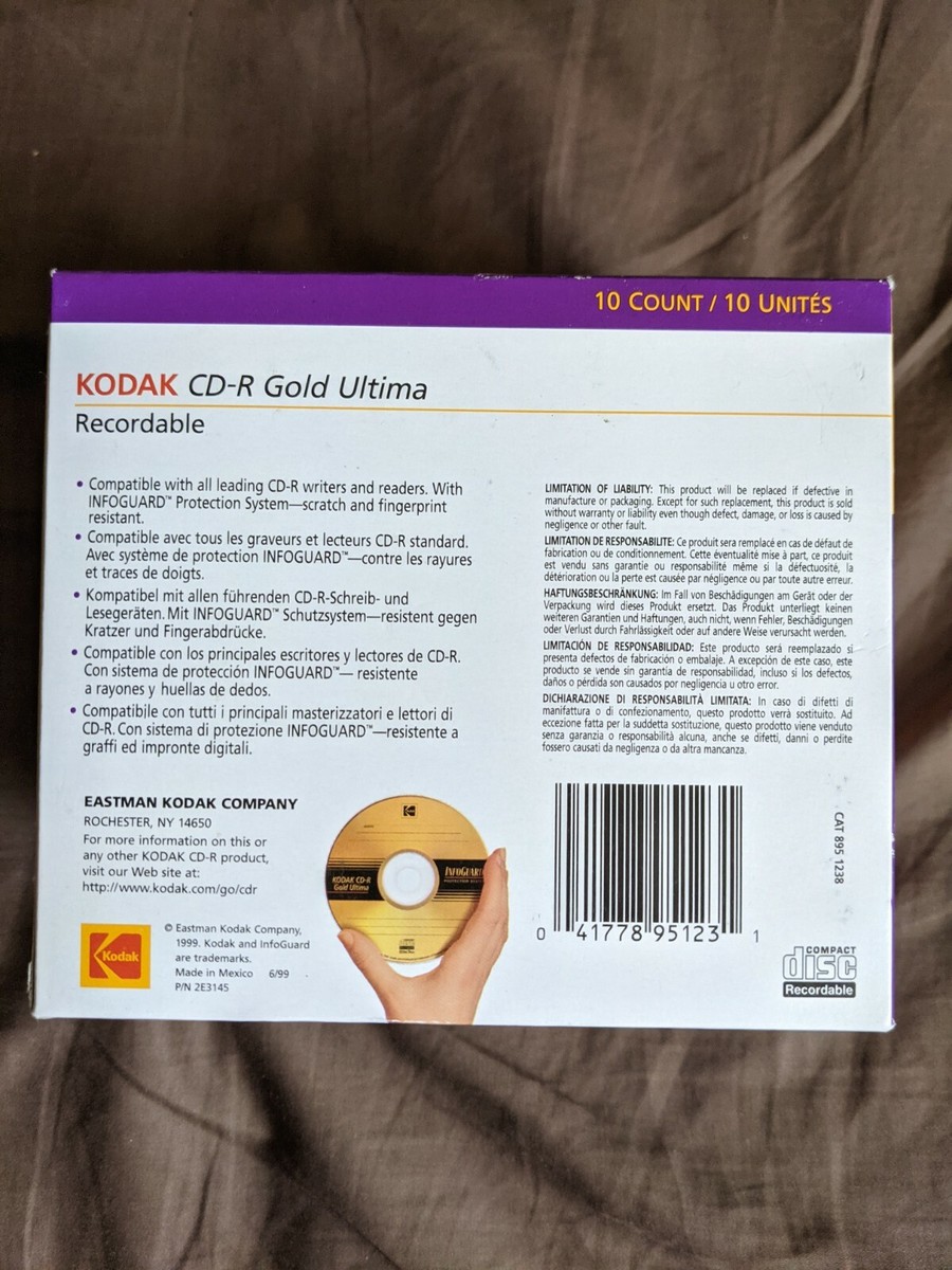 Kodak CD-R SILVER+GOLD 10枚入り 未開封 10箱セット Kodak CD-R Kodak CD-R 700MB 52x Spindle 10 Pack, (580176