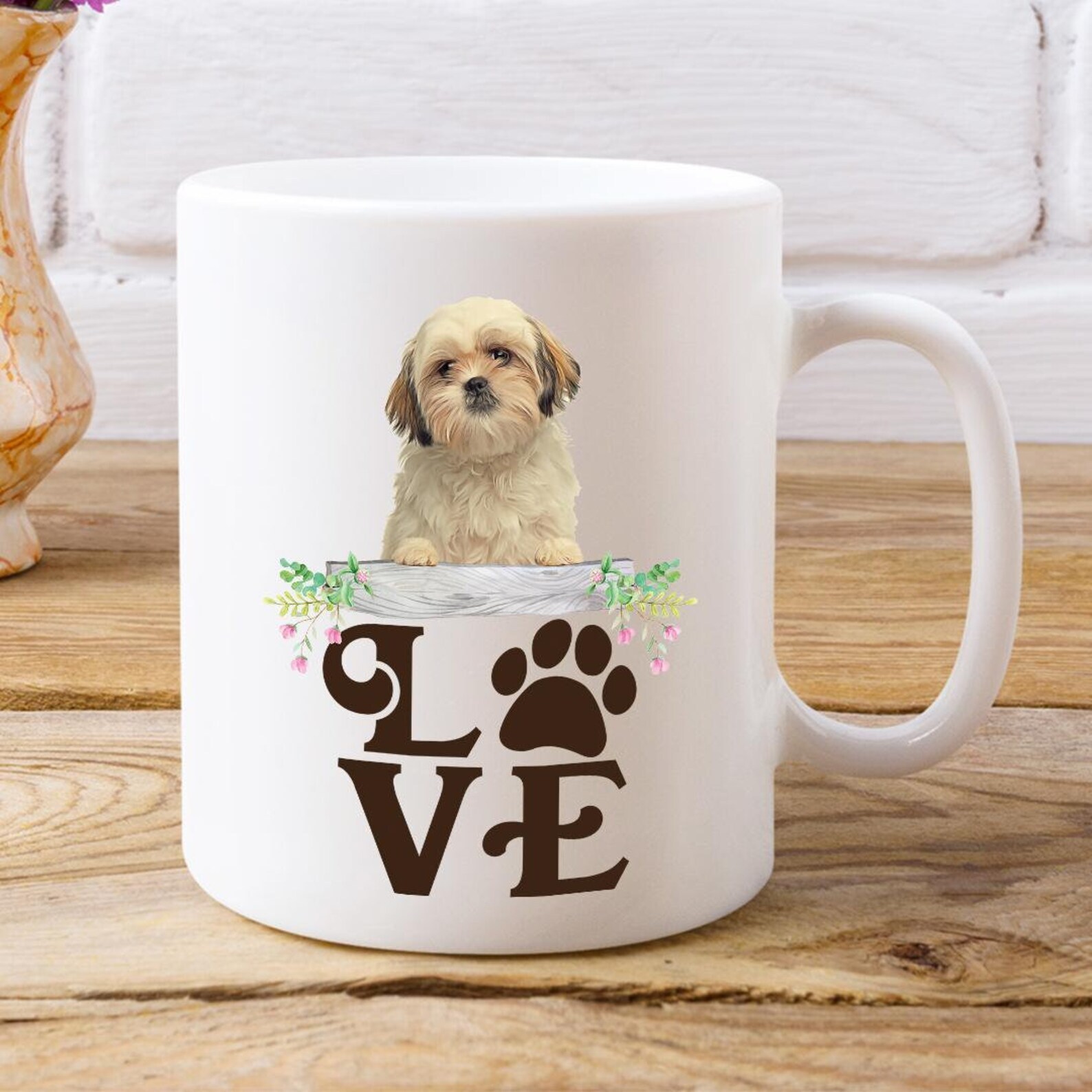 Personalized Shih Tzu White Coffee Mug Custom Dog Name Gift for Women
