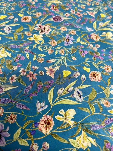 100% Silk Scarf created with Liberty Of London Crepe ‘Megumi Floral Turquoise - Picture 3 of 3
