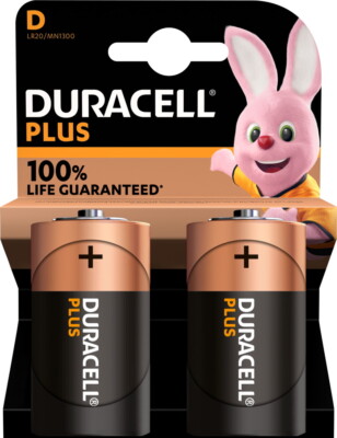 Duracell Plus Alkaline Mono D LR20 Batterien 1,5 V MN1300 eh. Plus Power 2 Stück