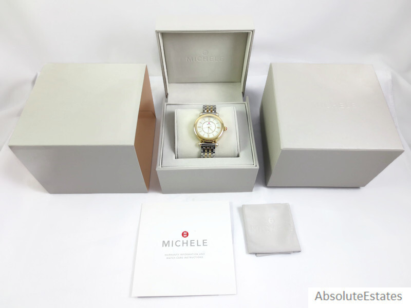 NEW Michele Two Tone Gold Silver Diamond Caber Mid Watch  display picture 1
