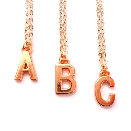 Rose Gold Initial Necklace, Personalised Alphabet Letter Pendant Chain Plated UK - Picture 3 of 8