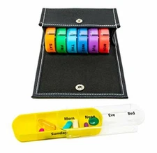 Weekly Travel Pill Organizer Wallet with Daily Removable Pill Cases MULTI COLOR