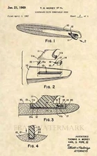 Official Surfboard US Patent Art Print-Vintage 1969 Antique Surf Board Surfer398