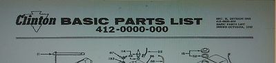 Clinton 412 Motor Engine Parts Manual 6pg Lawn Mower Riding Yard Garden Tractor