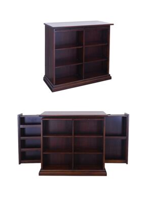 Bookcase with Concealed Bar Cabinet Mahogany in Dark Walnut Colour - 11167 -