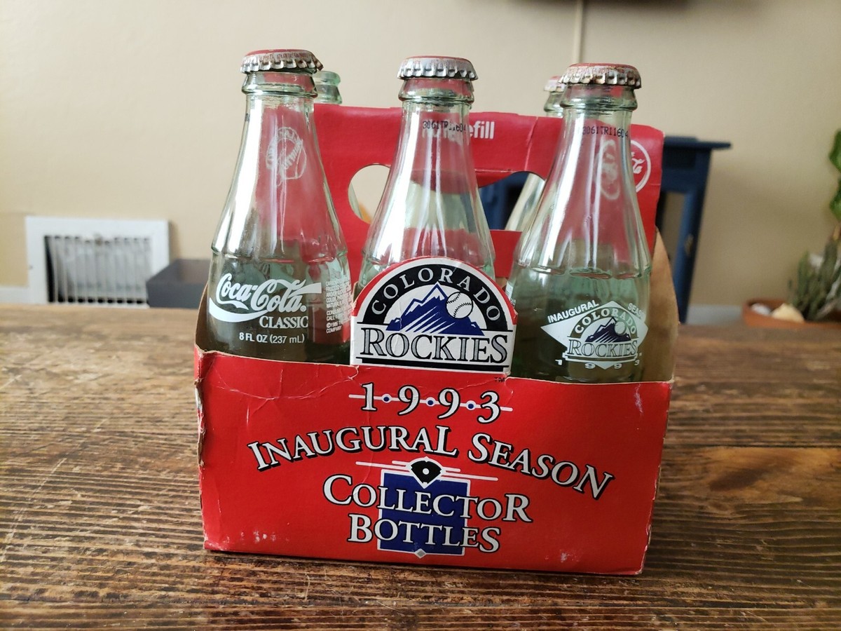 Six Pack Vintage Coca-Cola - 1993 Colorado Rockies 8 oz Bottles