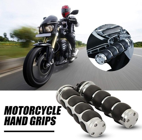 Premium Motorcycle Hand Grips 7/8" Chrome Black - Fits Suzuki, Kawasaki, Yamaha - Picture 9 of 9