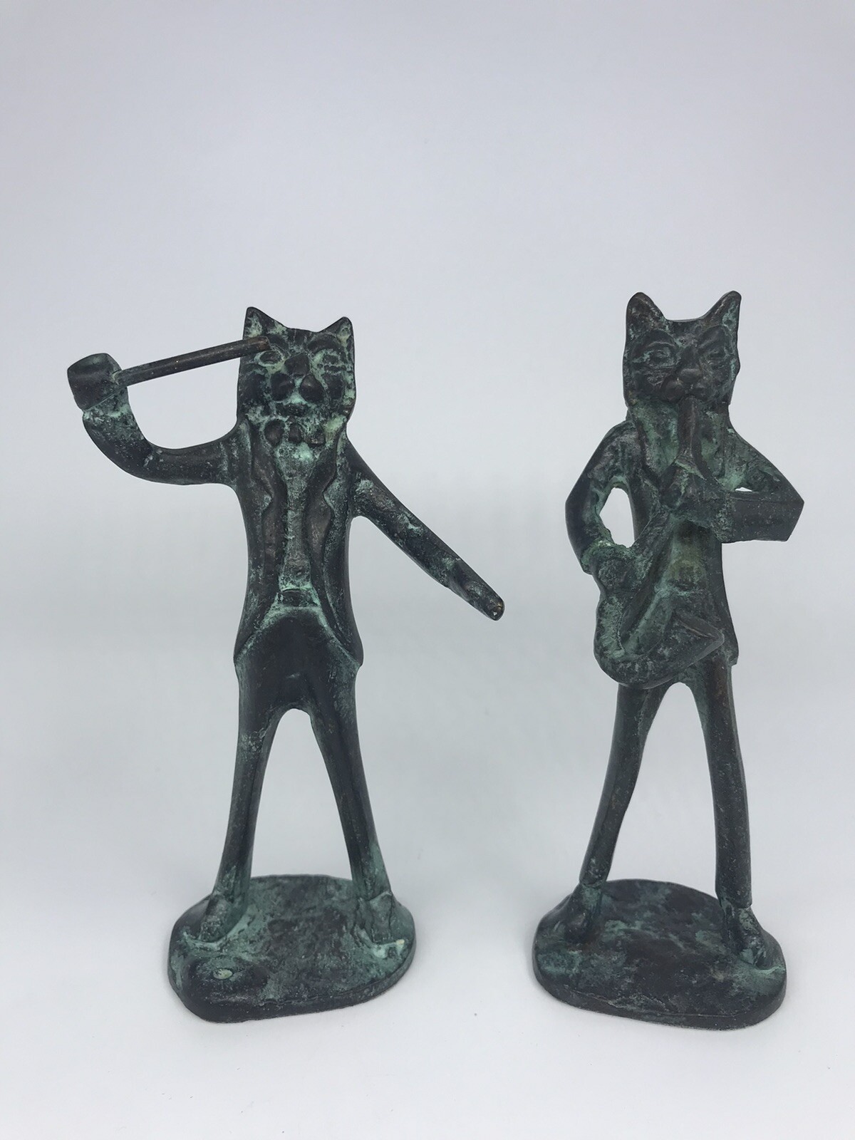 Vintage Pair of Brass Musical Cat Figurine Sculptures 5 1/2” eBay