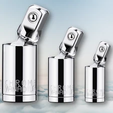 3PCS Universal Joint Socket Set, 1/4” 3/8” 1/2” Drive Swivel Socket Adapter