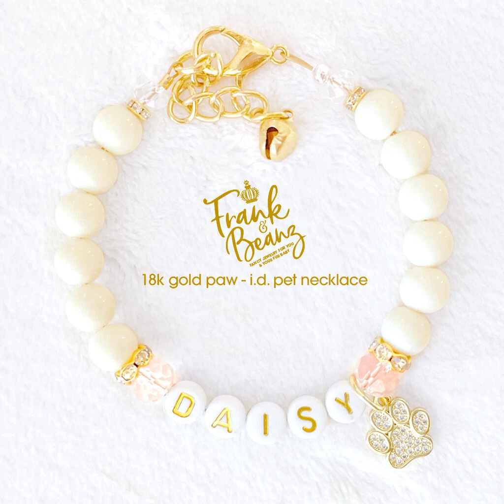 18k Gold Paw Print Pet I.D. Necklace Personalized Dog Necklace Cat Necklace
Opens in a new window or