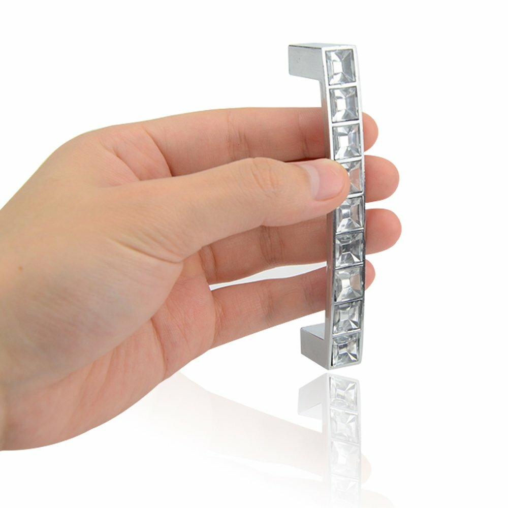 Glass Diamond Crystal Knob Wardrobe Drawer Handle Door