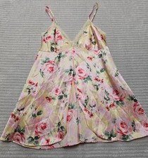 Vintage Cinema Etoile Lingerie Nighty Womens Medium Floral Split Feont Lace Trim