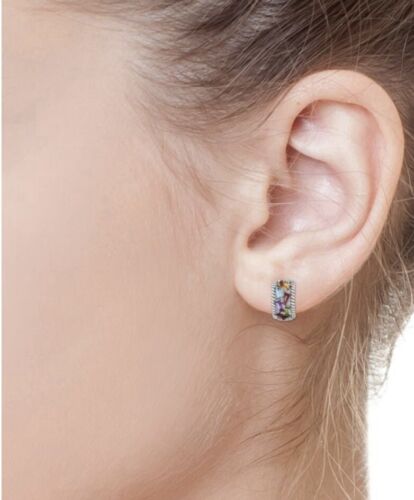 NEW! EFFY SILVER & MULTISTONE PETITE HUGGIE EARRINGS W GIFT BOX / MSRP $620 - Picture 4 of 6