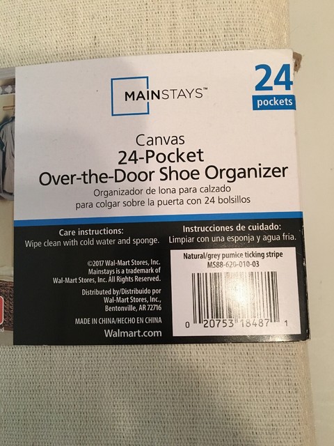 Shoe Organizer By Mainstays Over The Door Canvas 24 Pockets Holds 12 Pr Shoes