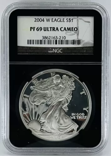 2004-W Silver Eagle $1 NGC: PF 69 Ultra Cameo #C606