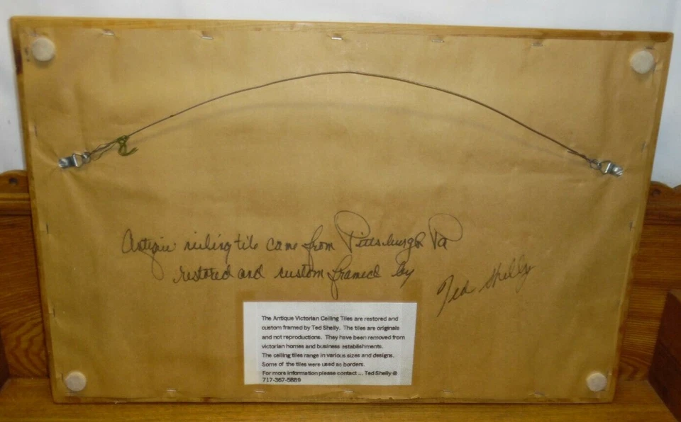 Telha de teto vitoriana antiga emoldurada de estanho de Pittsburgh PA - Imagem 4 de 4
