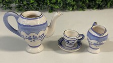  Vintage Miniature Blue and White Tea set