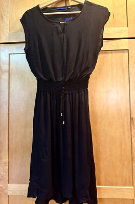 women's black and white striped dress Women's Navy and Cream Striped Midi Dress- Classic Thin Striped Dress- TCEC Striped Dress Large