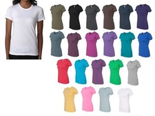 LADIES SHORT SLEEVE, CREWNECK T-SHIRT, COTTON/POLY BLEND, LIGHTWEIGHT, XS-3XL