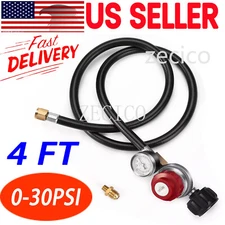 4ft High Pressure 0-30PSI Adjustable Propane Gas Regulator with Hose & PSI Gauge