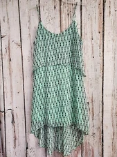 One Clothing Women's Large Teal Silky Layered Spaghetti Strap Shift Dress EUC