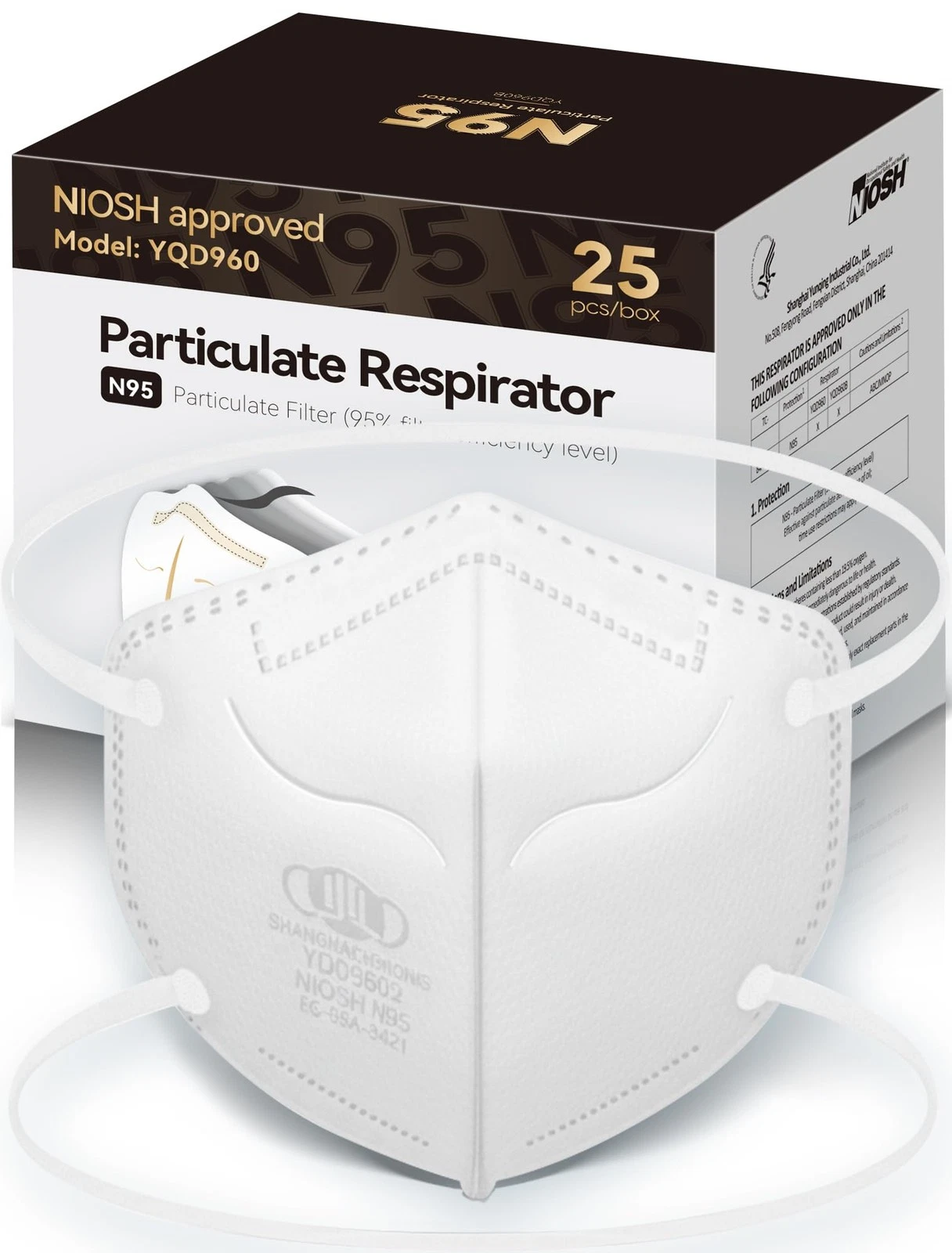 N95 Masks NIOSH Approved for Adults, 25 Pack Individually Wrapped, Particulat...