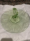 Vintage Anchor Hocking Green Uranium Glass Server Mayfair Open Rose.