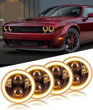 LED Headlight 5.75 Inch Halo Ring DRL Turn Signal Muscle Car