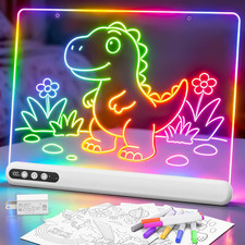16'' LED Drawing Board for Kids, Rechargeable Led Note Board with 7 Colors, Ligh